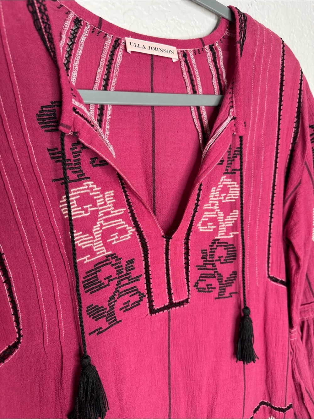 Ulla Johnson Dalia Pink Embroidered Mini Dress Size 2 Cotton Stitched - Picture 4 of 7